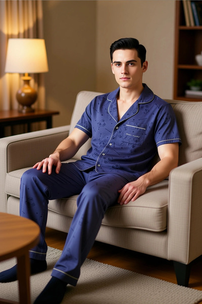 PayBuy Men's Teddy Bear Printed Crew Neck Pajama Set Functional Durable Quality Comfortable Stylish