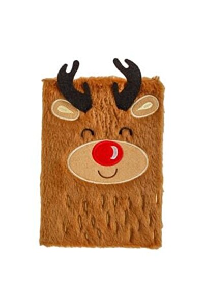 SHOPIENS A5 Notebook with Artificial Fur Cover - Reindeer Christmas, 80 Pages