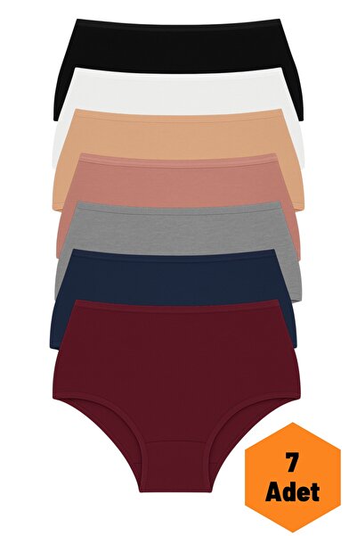 Aybome Women's 7-Piece High Waist Panties Cotton Stretch Fabric Stretchy Soft Fabric Hipster Panties