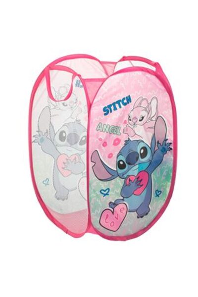 Lilo & Stitch Foldable Pink Textile Toy Basket with Stitch Pattern 35 x 35 x 58 cm