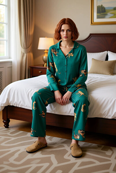 PayBuy Women's Tiger Pattern Shirt and Pants Pajama Set Functional Durable Quality Comfortable