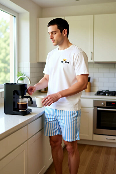 PayBuy Men's Striped Pajama Set Crew Neck Short Sleeve Functional Durable Quality Modern