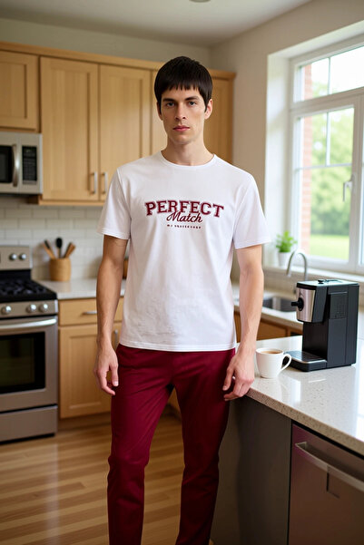 PayBuy Чоловічий комплект піжами з бавовняної тканини з принтом слогана, функціональний, міцний, якісний, стильний