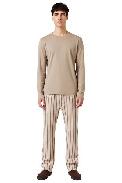 PayBuy Ανδρικό σετ πιτζάμες με ριγέ λαιμόκοψη, λειτουργικό, ανθεκτικό, ποιοτικό, άνετο, αισθητικό και κομψό