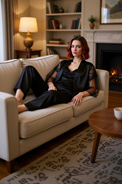 PayBuy Set de pijamale și kimono din satin cu decolteu în V pentru femei, fără mâneci, funcțional, durabil, de calitate, sport