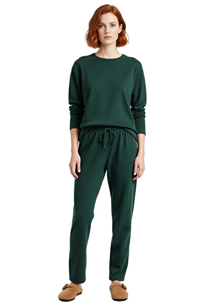 PayBuy Women's Smoked Waffle Knitted Lounge Set Crew Neck Low Sleeve Functional Durable Aesthetic