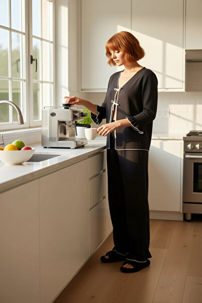 PayBuy Γυναικείο σετ πιτζάμες από μουσελίνα με λαιμόκοψη σε σχήμα V με τριών τέταρτων μανίκια Λειτουργικό ανθεκτικό και ποιοτικό άνετο