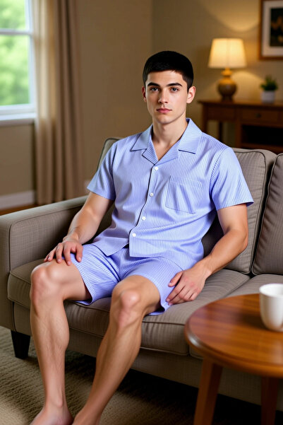 PayBuy Cămașă cu dungi pentru bărbați Pantaloni scurți Set de pijamale Funcțional Durabil Calitate Confortabil Estetic Elegant