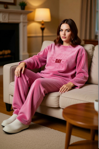 PayBuy Women's Plush Slogan Pajama Set Functional Durable Quality Comfortable Aesthetic Premium