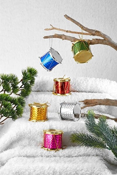 OKAVANGO 12 قطعة من زينة شجرة عيد الميلاد على شكل طبلة مع ندف ثلج منقوشة ولامعة