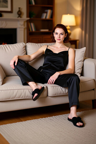 PayBuy Σετ γυναικείο σατέν με λεπτό λουράκι και παντελόνι με φαρδύ πόδι, λειτ...