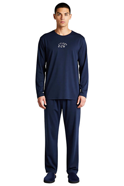 PayBuy Men's Embroidered Crew Neck Long Sleeve Pajama Set Functional Durable Quality Modern