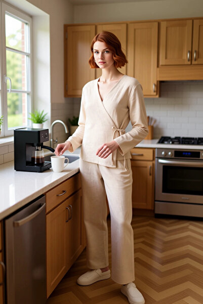 PayBuy Women's Muslin Woven Tie-Up Pajama Set Functional Durable Quality Comfortable Modern