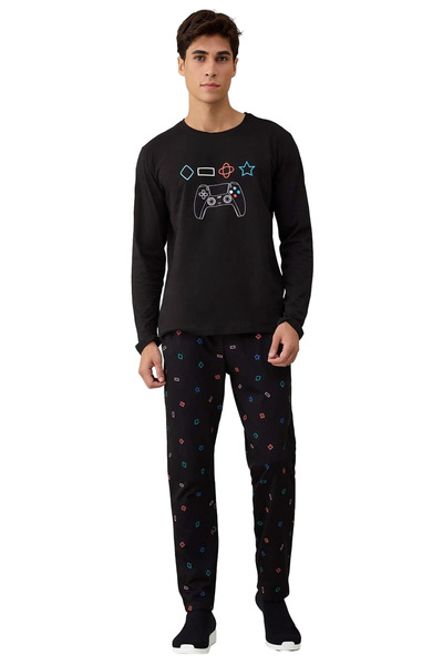 PayBuy Men's Gaming Themed Crew Neck Long Sleeve Pajama Set Functional Durable Quality Stylish