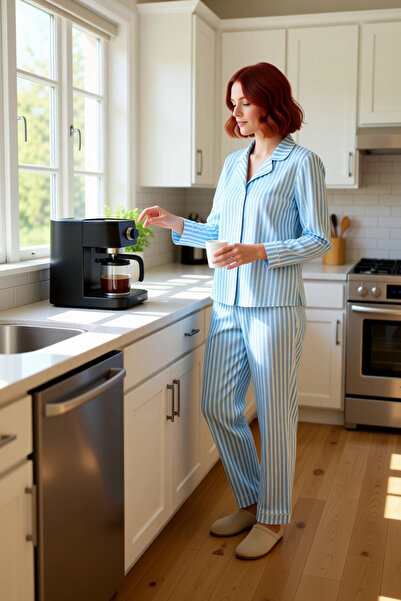 PayBuy Γυναικείο σετ πιτζάμες με ρίγες Πουκάμισο με γιακά Λειτουργικό ανθεκτικό και ποιοτικό Άνετο Αισθητικό και κομψό