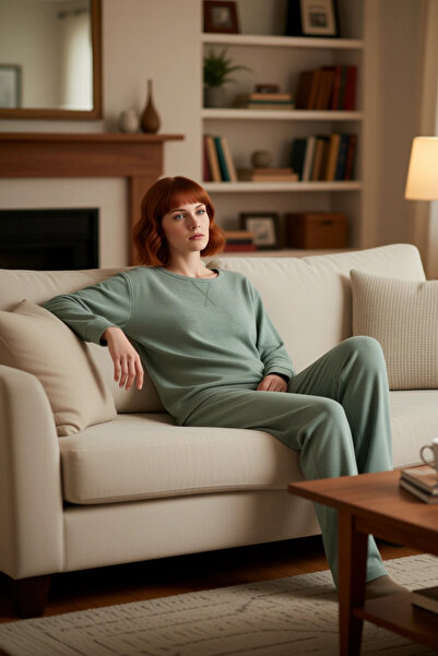 PayBuy Ženska mekana pidžama Pleteno set okrugla kragna dugih rukava funkcion...