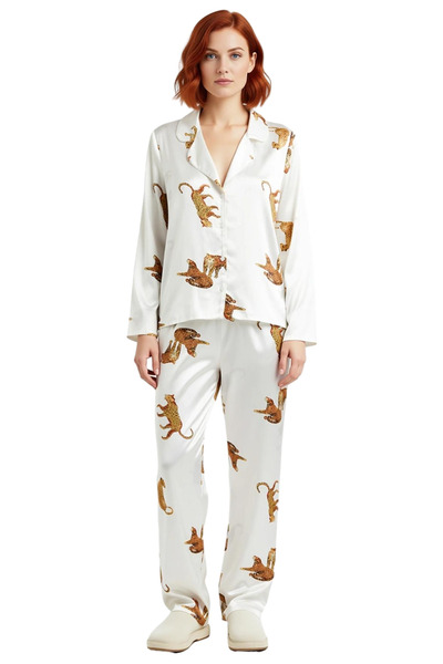 PayBuy Women's Tiger Pattern Shirt and Pants Pajama Set Functional Durable Quality Comfortable