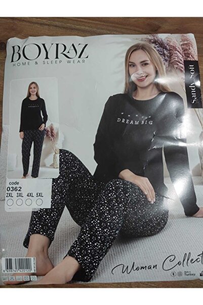 BOYRAZ Women's Circular Neck Oversized Sandy Soft Long Sleeve Pajama Set