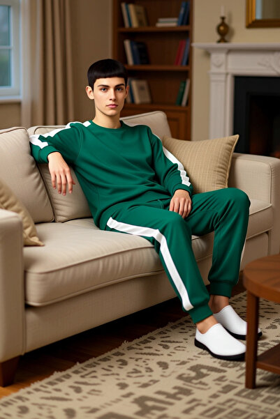 PayBuy Ανδρικό σετ πιτζάμες με πλεκτό λαιμόκοψη με ρίγες στο πλάι, λειτουργικό, ανθεκτικό, ποιοτικό και άνετο