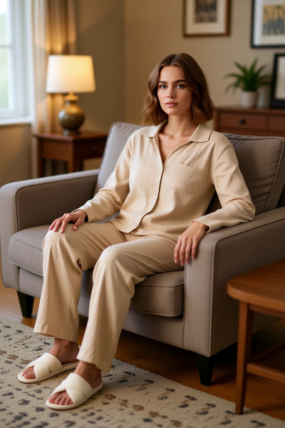 PayBuy Γυναικείο πουκάμισο με γιακά με υφή πιτσιλισμένης υφής Σετ πιτζάμες Λειτουργικό ανθεκτικό και ποιοτικό άνετο και κομψό