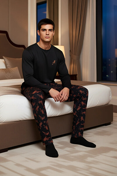 PayBuy Men's Animal Pattern Regular Fit Knitted Pajama Set Functional Durable Quality Aesthetic