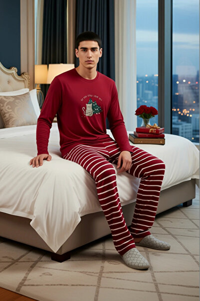 PayBuy Men's New Year Themed Crew Neck Pajama Set Functional Durable Quality Comfortable Stylish