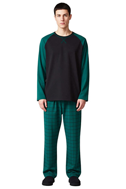 PayBuy Ανδρικό σετ πιτζάμες με καρό λαιμόκοψη με μακρυμάνικο λειτουργικό ανθεκτικό ποιοτικό αισθητικό σχέδιο