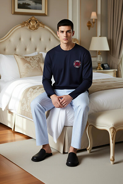 PayBuy Men's Crew Neck Embroidered Pajama Set Functional Durable Quality Comfortable Aesthetic Stylish