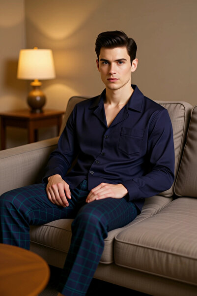 PayBuy Ανδρικό σετ πιτζάμες με καρό σχέδιο, κανονική εφαρμογή, λειτουργικό, α...