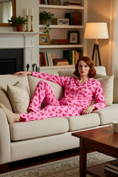 PayBuy Women's Heart Patterned Pajama Set Functional Durable Quality Comfortable Aesthetic Premium Stylish