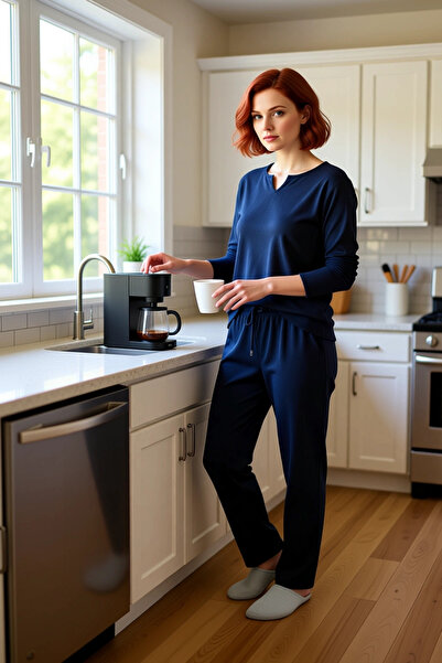 PayBuy Women's V-Neck Ribbed Knit Pajama Set Functional Durable Quality Comfortable Aesthetic Modern