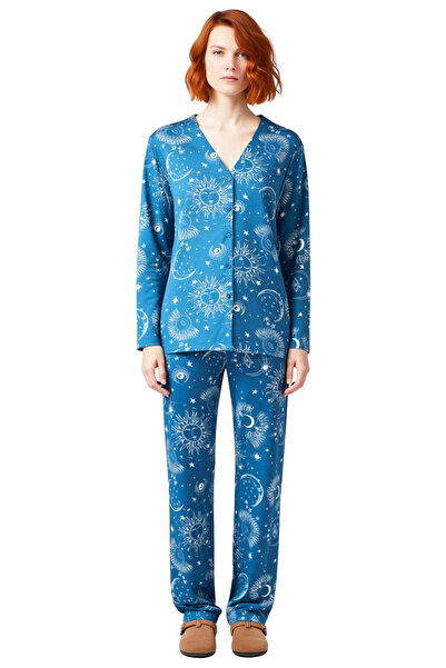 PayBuy Women's Galaxy Patterned Viscose Pajama Set Functional Durable Quality Comfortable Aesthetic