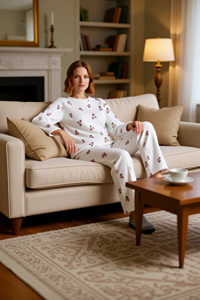 PayBuy Set de pijamale pentru femei Floral material reiat din material subțir...