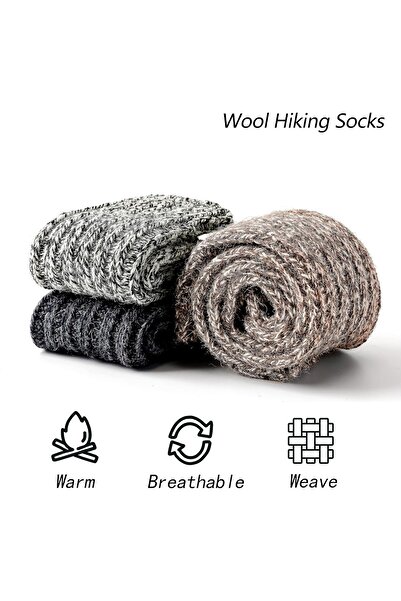 OEM GLENMEARL 3 Pairs Merino Wool Hiking Socks for Men and Women