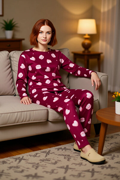 PayBuy Women's Heart and Macaron Patterned Cotton Pajama Set Functional Durable Quality Aesthetic