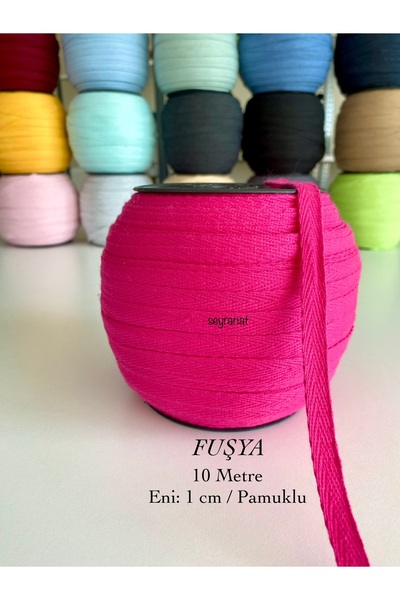 seyranat 10 μέτρα Πλάτος 1 εκ. Φούξια Χρώμα 100% Βαμβάκι Στενό ύφασμα-Πέτρινο...