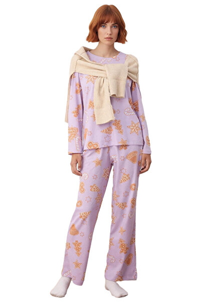 PayBuy Women's Lilac Christmas Themed Cotton Pajama Set Functional Durable Quality Comfortable Stylish