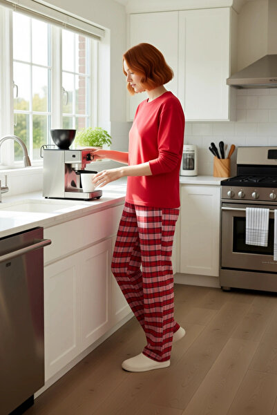 PayBuy Women's Plaid Pajama Set Long Sleeve Crew Neck Functional Durable Quality Comfortable