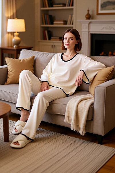 PayBuy Γυναικείο σετ πιτζάμες από υφαντό βισκόζη Άνετο κομμένο σε σχήμα Λειτο...