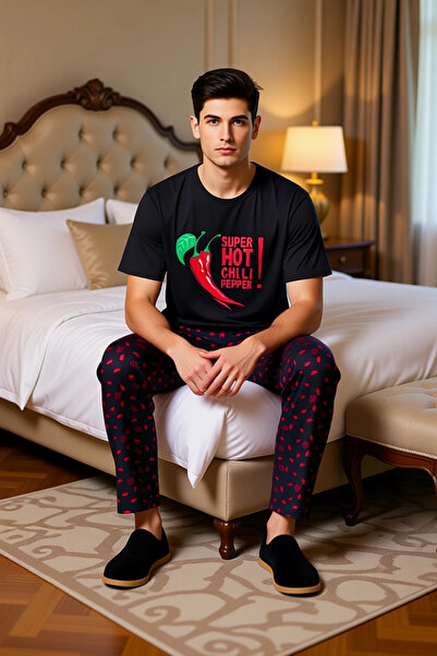 PayBuy Kadin Biber Printed Pajama Set Crew Neck Regular Cut Functional Durable Modern