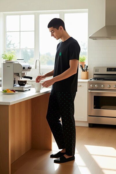 PayBuy Ανδρικό σετ πιτζάμες με λαιμόκοψη με σχέδιο τριφύλλι, λειτουργικό, ανθεκτικό, ποιοτικό, άνετο και κομψό