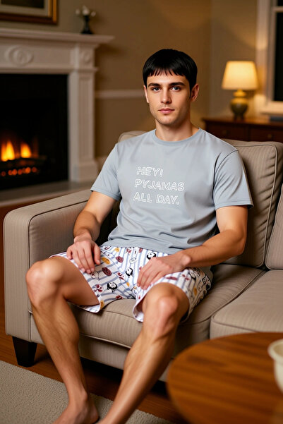 PayBuy Muška pidžama sa životinjskim motivima Sa deznom okrugla kragna kratki...