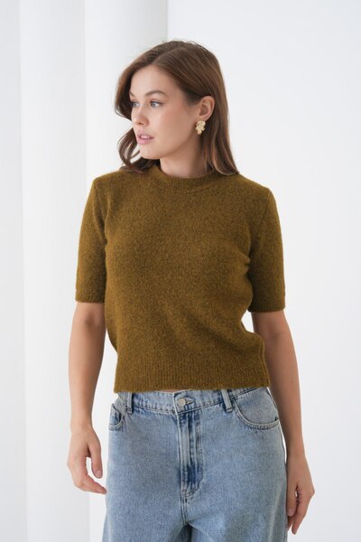 Noi Belis Soft Textured Short Sleeve Regular Fit Knitwear Sweater Aw25Kz0103