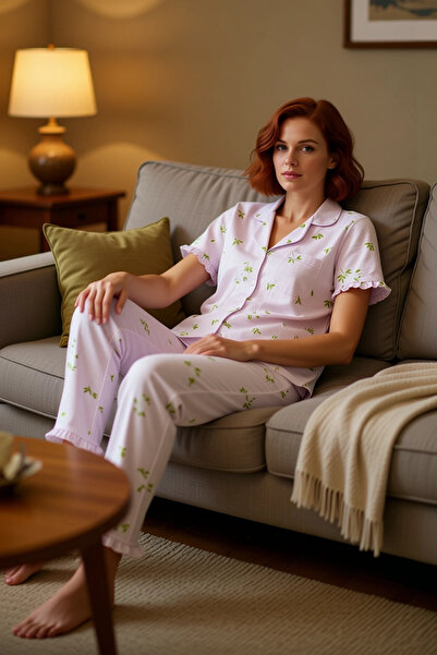 PayBuy Γυναικείο σετ πιτζάμες με φλοράλ βολάν πουκάμισο και παντελόνι, λειτου...