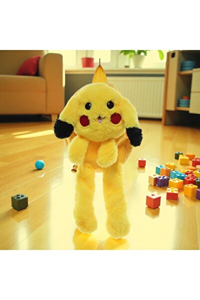 Kuzey Tacı Cute Plush Light-Up Pikachu Backpack with Moving Ears Large Size Vip
