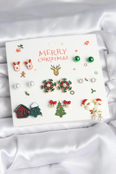 Lisinya Christmas Themed 8 Pair Earring Set - Tygoo