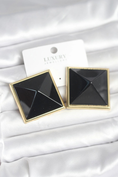 Generic Brand Mey imports ®   Brass gold color black pyramid model women's ea...