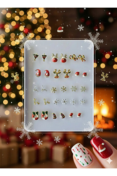 Wien Nail Master Yeni Yıl Tema Metal Tırnak Süsleme Charm Nail Art Charm Taşl...