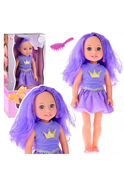 Bebelul Păpușă cu rochie elegantă, coroană și păr lung + perie MOV – 38 cm, 3 ani+