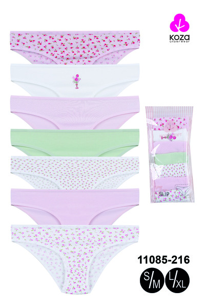 koza iç giyim Women's 7-Piece Patterned Cotton Lycra Panties